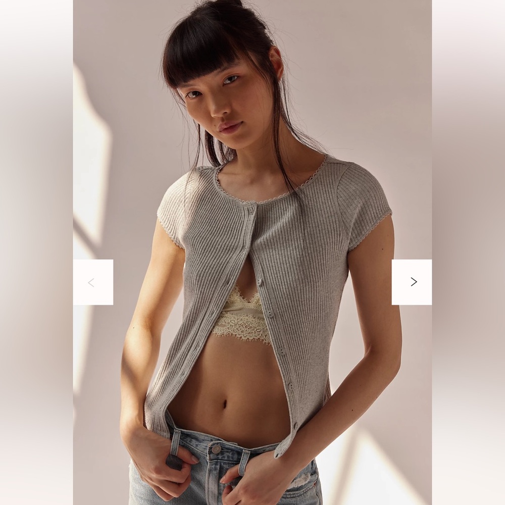 Free People Most Wanted Cardi Size Small Light Grey - Picture 3 of 7